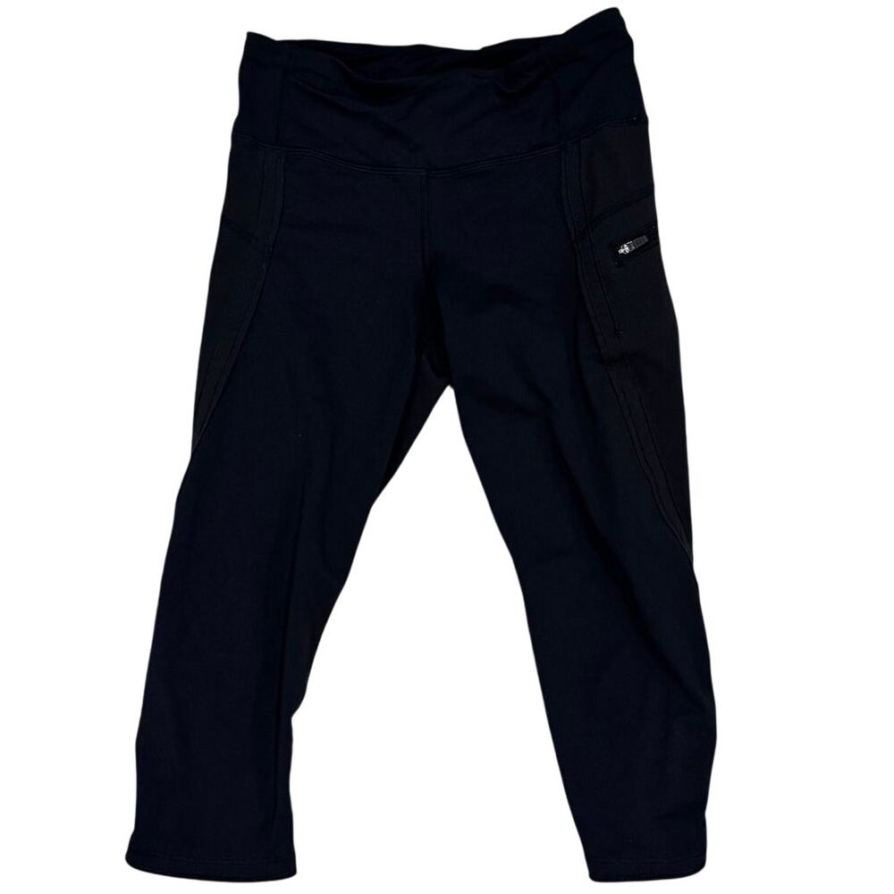 Lululemon High Rise Crop Leggings Black Size 4 Zip Pocket